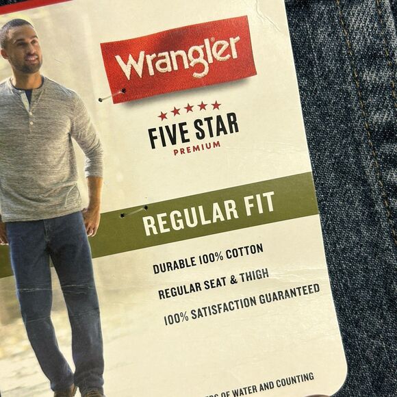 Wrangler Five Star Premium Jeans Regular Fit Dark Wash Men’s 48x30 NWT - Picture 6 of 8